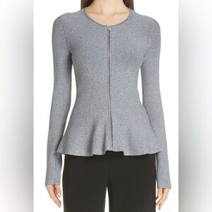 Theory Women’s Marled Peplum Jacket Cardigan Top Small Sz P Zip Front